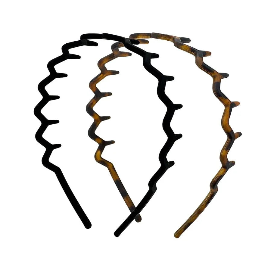 Kitsch Kitsch Recycled Plastic Zigzag Headbands 2pc Set - Black & Tort Headband