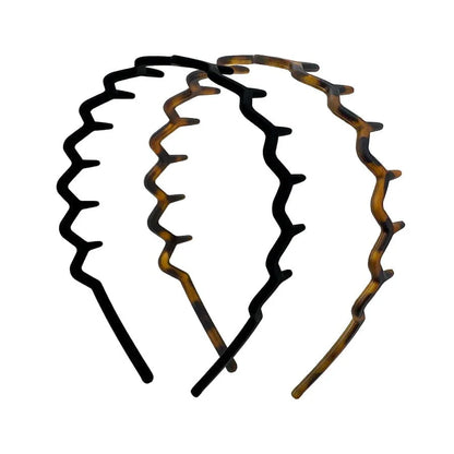 Kitsch Kitsch Recycled Plastic Zigzag Headbands 2pc Set - Black & Tort Headband
