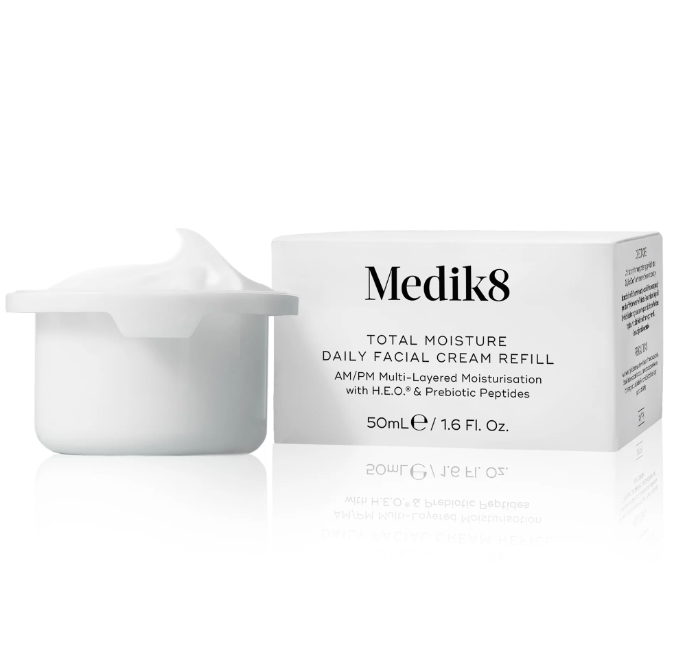 Medik8 Total Moisture Daily Facial Cream Refill – Face Moisturiser 50ml - Product and Carton