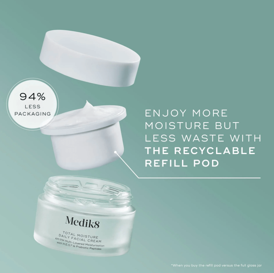 Medik8 Total Moisture Daily Facial Cream Refill – Face Moisturiser 50ml - Recyclable Refill Pod