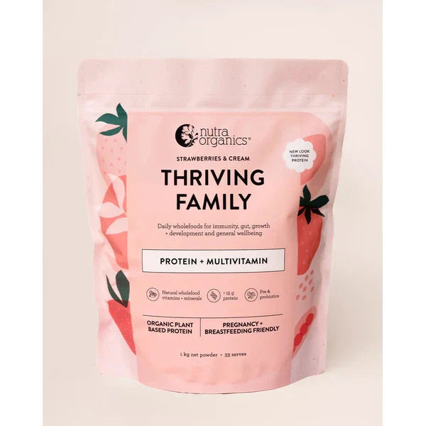 Nutra Organics Strawberries & Cream / 1kg Nutra Organics Thriving Family supplements