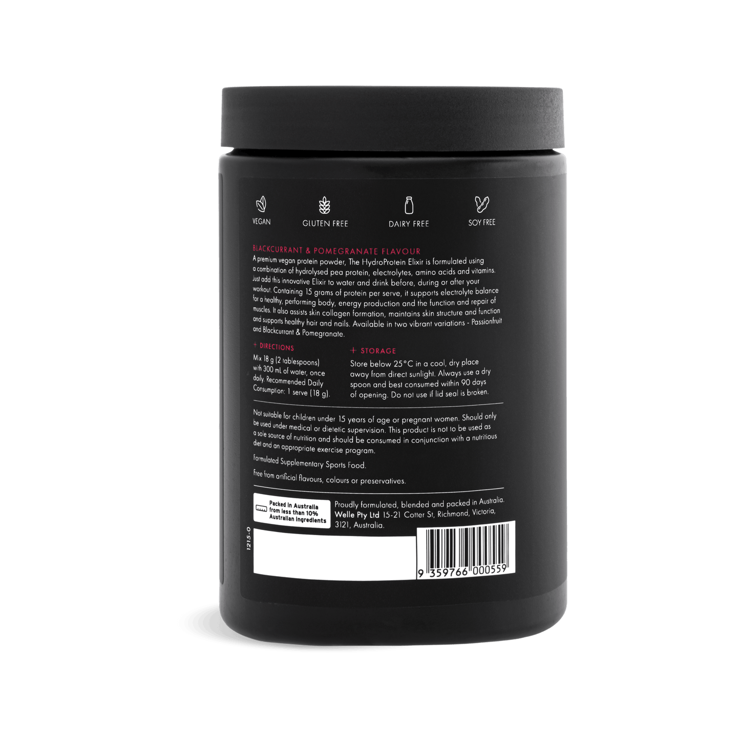 WelleCo WelleCo The HydroProtein Elixir -  Pomegranate & Blackcurrant 270g